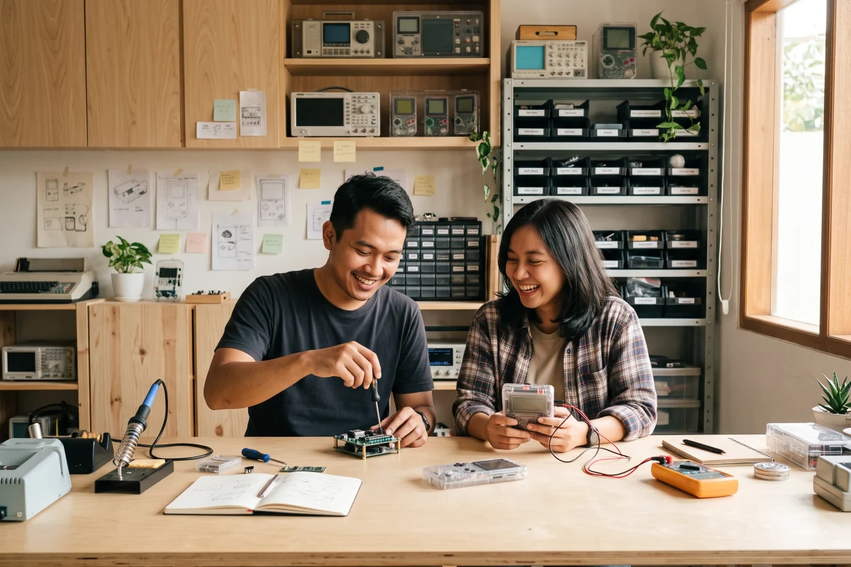 Tim iqiiykuy menguji gadget di workshop